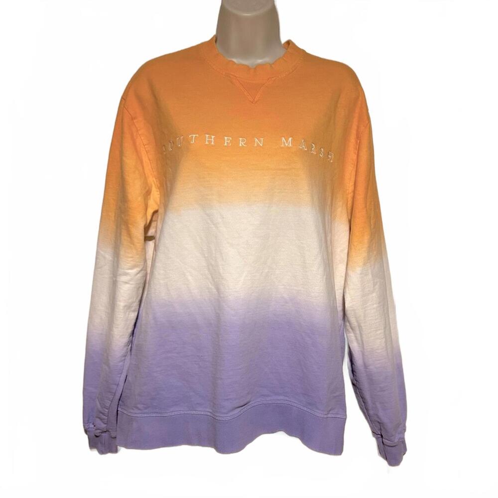 Southern Marsh Embroidered Logo Ombre Clemson Orange White Purple Sweatshirt | M